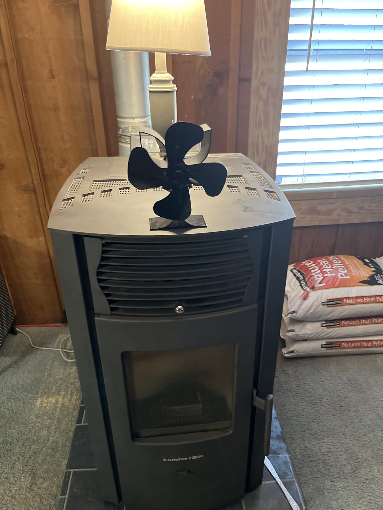 Wood Stove Fan Heat Powered, 6-Blade Fireplace Fan with Thermometer, Non Electric Heat Activated Stove Top Fan for Wood Burning Stove, Pellet Stove&Portable Heaters, Black customer photo 2