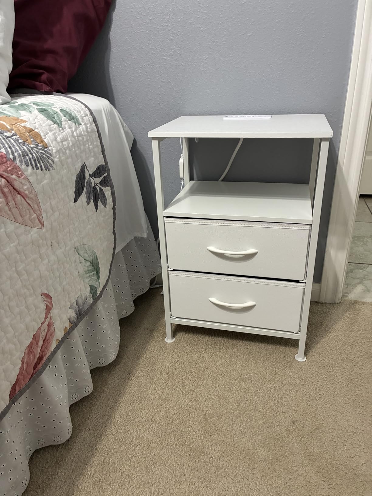 SONGMICS Nightstand with Charging Station, 2 Fabric Drawers customer photo 1