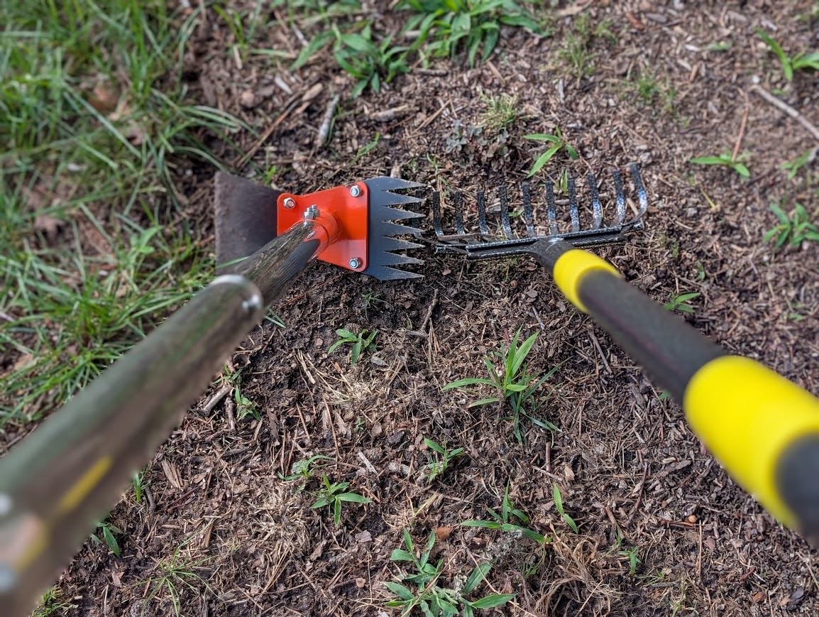 2-in-1 Garden Hoe and Weed Puller Rake 61 Inch Spring Steel Head Adjustable Long Handle Weeding Tool Heavy Duty Sand Texture Finish, Weed Remover for Garden, Yard, Lawn, Driveway customer photo 1