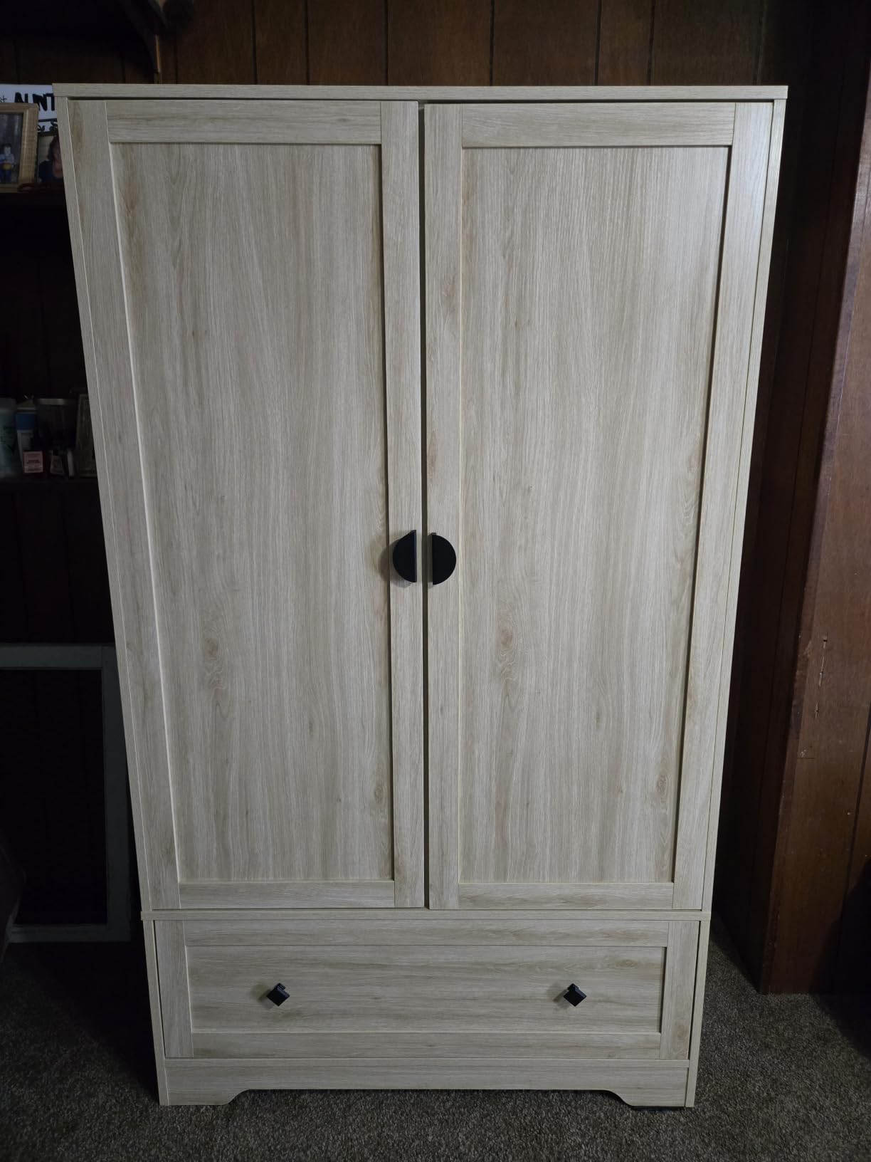 VINGLI Fluted Wardrobe Closet Armoire with Doors And Drawers, White Wardrobe Cabinet with Hanging Rack, Bedroom Closet Wood, Free Standing Armoire with Shelf and Solid Wood Legs, 31.5