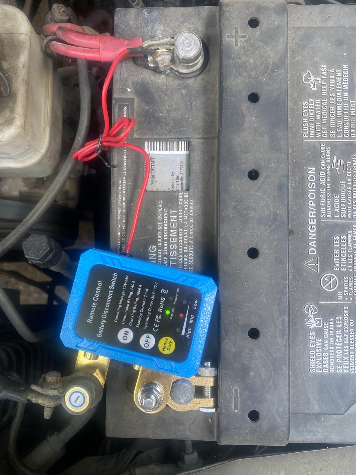 Remote Battery Disconnect Switch 12V, 240A, Kill Switch for Car Prevent Battery Drain, Anti-Theft Battery Cut Off Switch with Protect Cover, Voltage Protection to Prevent Drain for Auto, RV, Truck customer photo 2