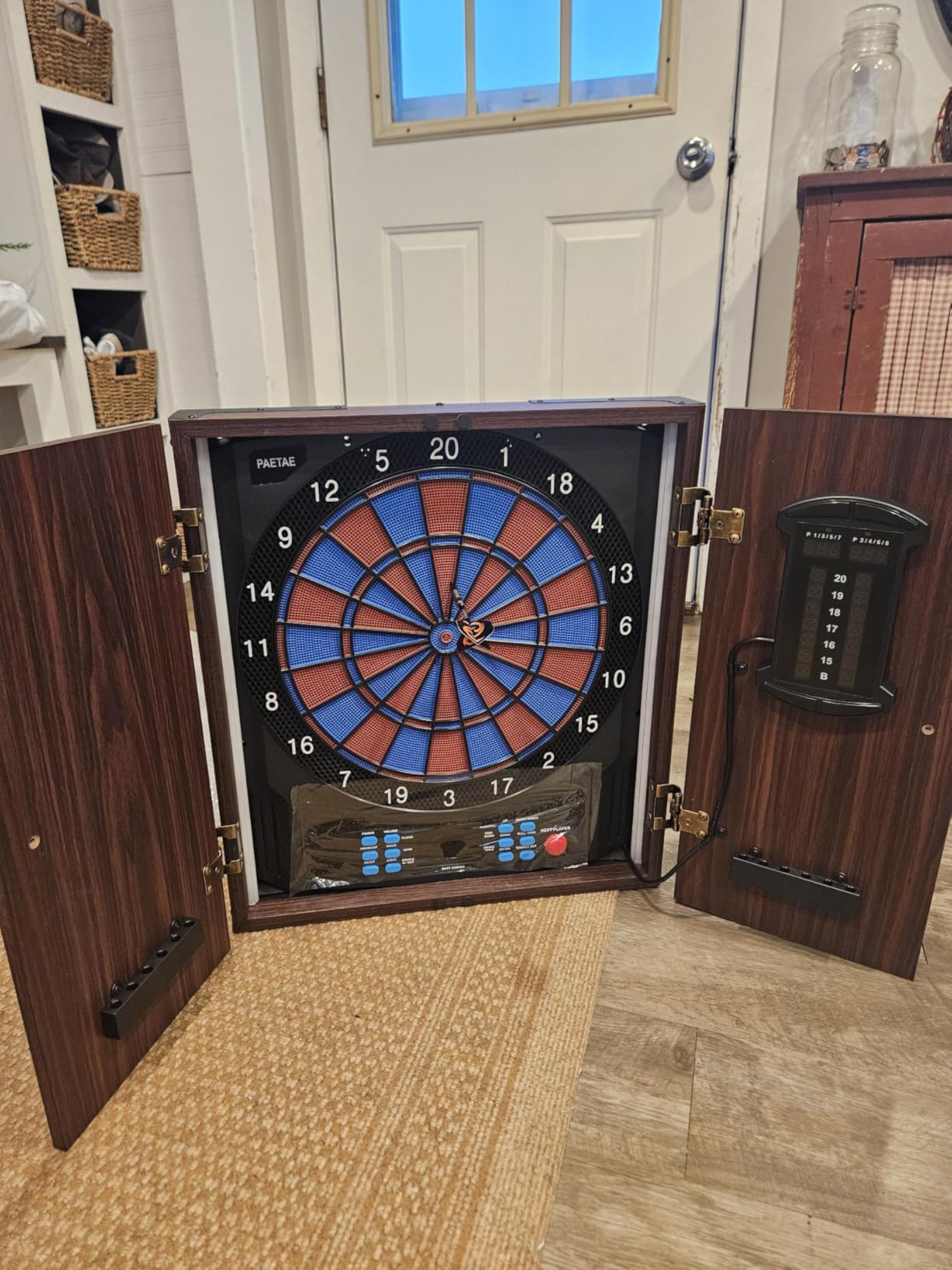 Electronic Dart Board Wooden Cabinet Set, Electric Dart Boards for Adults | Soft Tip Dartboard with Light Strips, Large Cricket Display, Automatic Scoring, 12 Darts, 45 Games & 474 Variations customer photo 1