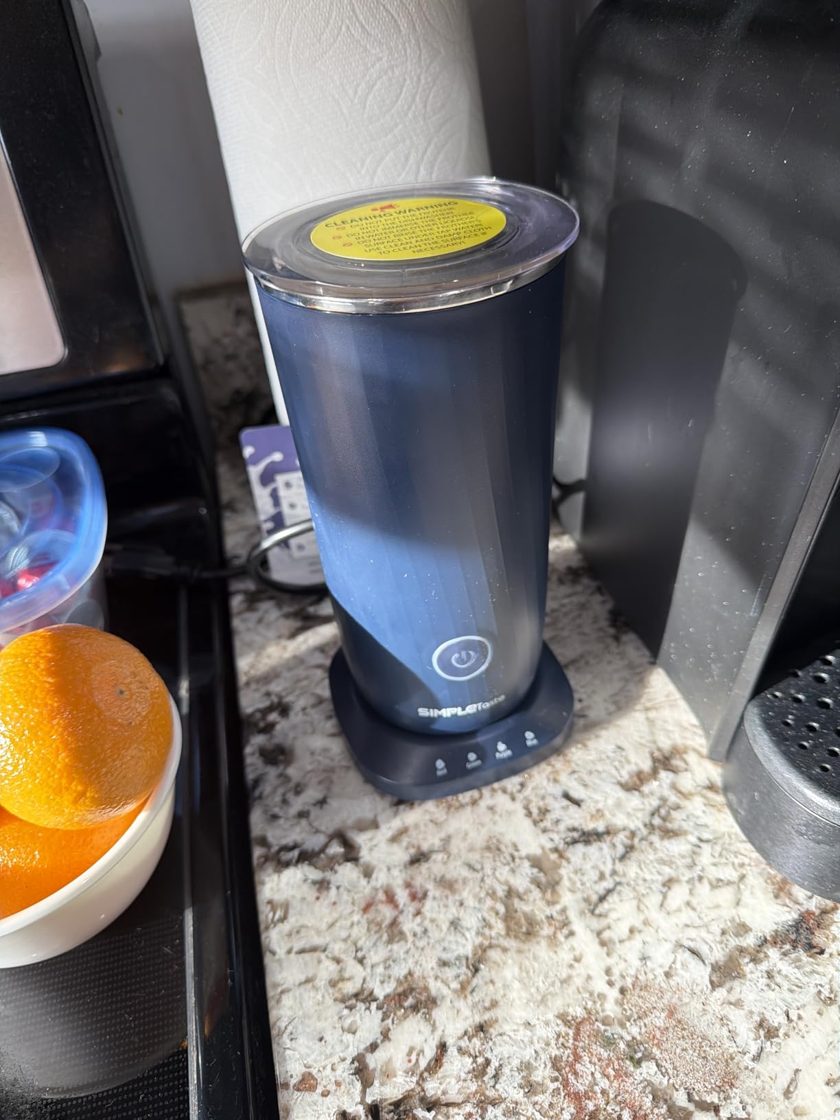 SIMPLETASTE Milk Frother, 4-in-1 Electric Automatic Milk Steamer, Dark Blue | Warm and Cold Foam Maker and Milk Warmer for Latte, Cappuccino, Macchiato, Hot Chocolate customer photo 1