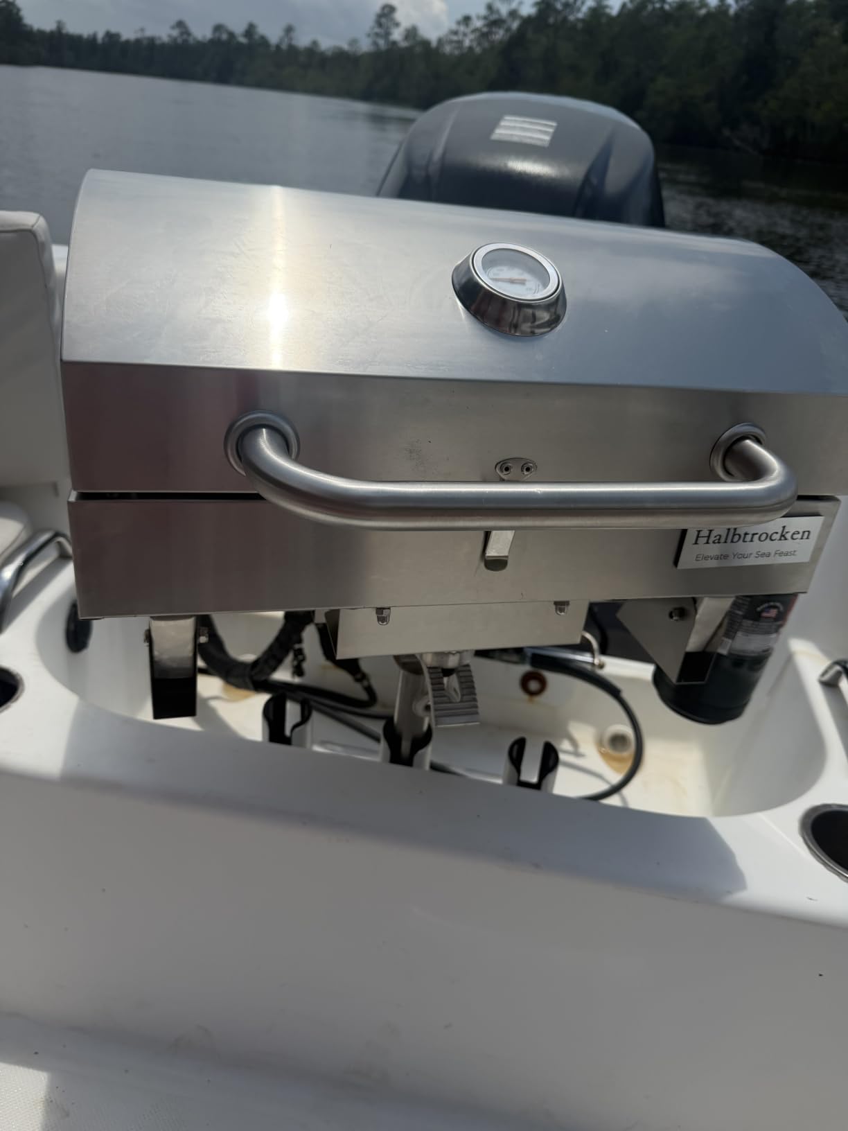Halbtrocken Stainless Steel Marine Gas Grill with Rod Holder Mount & Cover customer photo 2