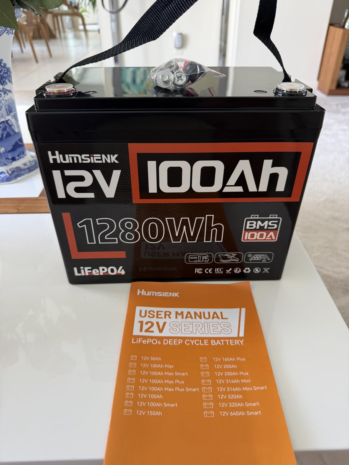 HumsiENK 12V 100Ah LiFePO4 Lithium Battery with Bluetooth (Group 24) 1280Wh customer photo 2