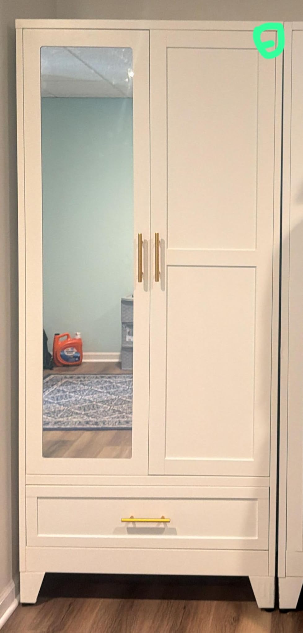 COFaR Wardrobe Closet with Doors, Metal Bedroom Armoire with Adjustable Hanging Rod and Shelves, Farmhouse Broom Closet Storage Cabinet for Garage Laundry Office, 70.87