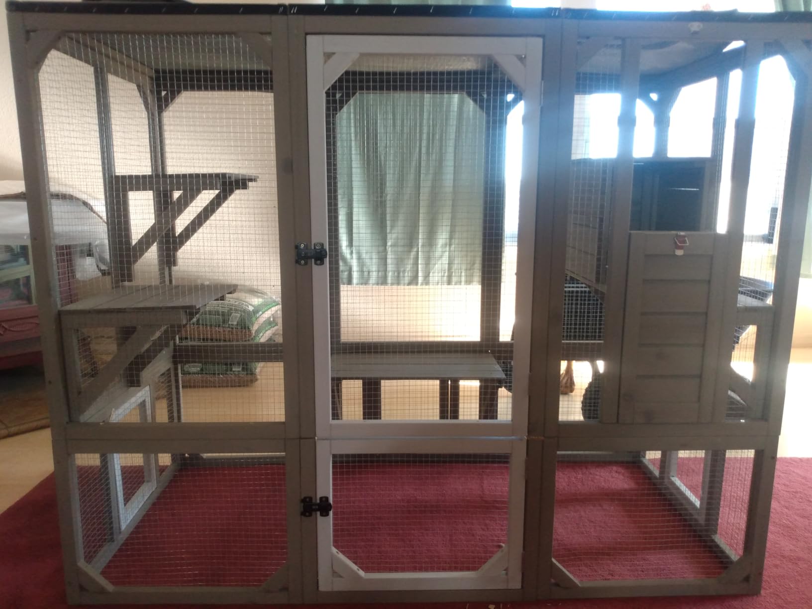 PetsCosset Catio Cat Enclosures Cat's House for Indoor Outdoor for 1-3 Cats | Window Cat House Wooden Pet Enclosure with Resting Room, Waterproof Roof, Jumping Playforms, Sliding Door for Perch Backyard Use customer photo 1