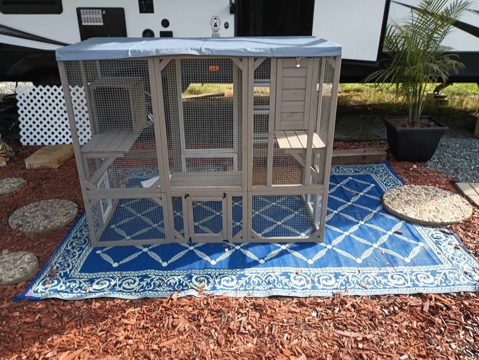 PetsCosset Catio Cat Enclosures Cat's House for Indoor Outdoor for 1-3 Cats | Window Cat House Wooden Pet Enclosure with Resting Room, Waterproof Roof, Jumping Playforms, Sliding Door for Perch Backyard Use customer photo 2