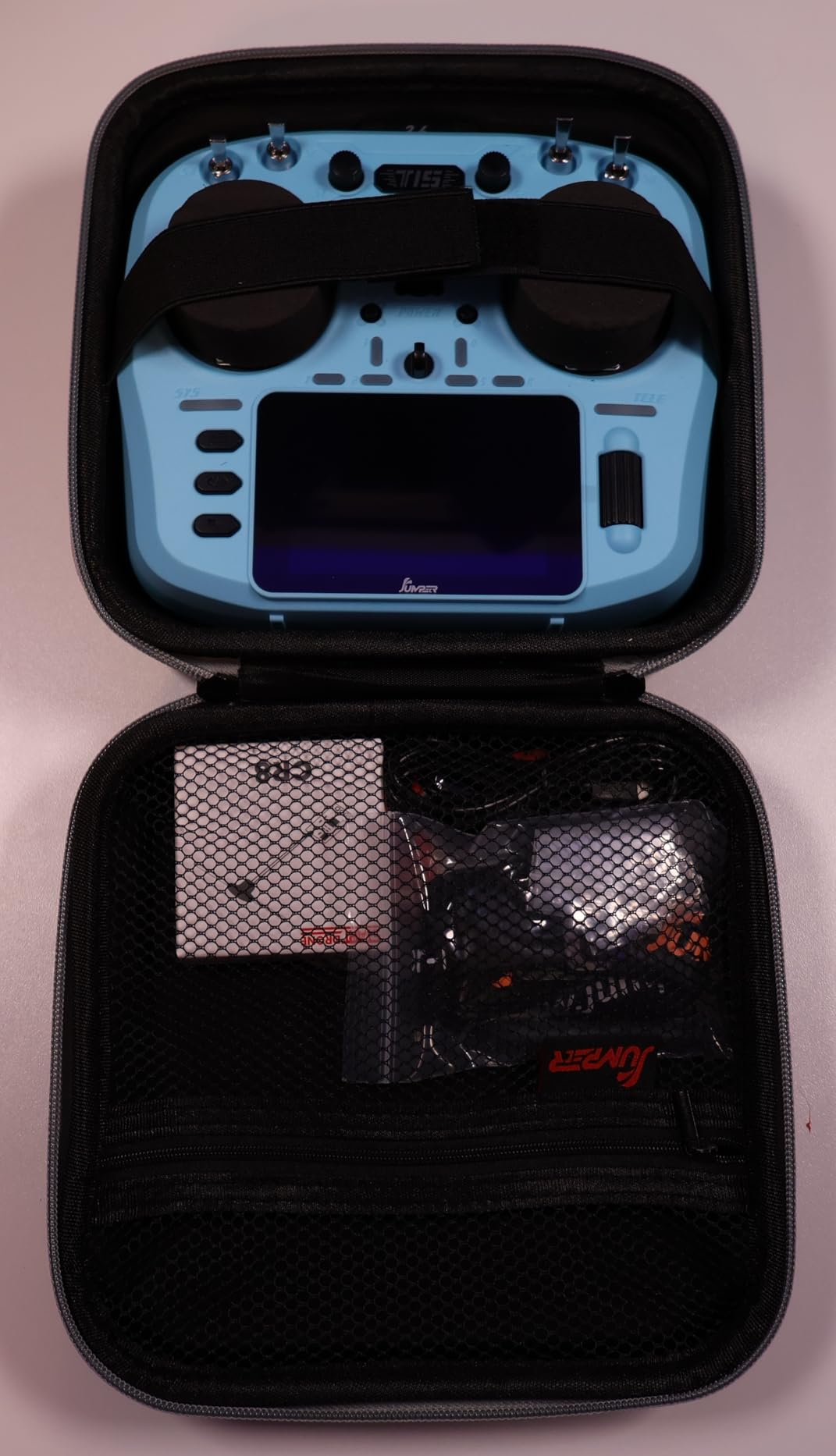 Jumper T15 2.4GHz ELRS Radio Transmitter with Nano Receiver, VS-M Hall Gimbal EdgeTX IPS Color Touchscreen Controller for FPV Drone/Fixed-Wing/Helicopter/Multirotor/RC Car Boat, Mode 2 (Blue) customer photo 1