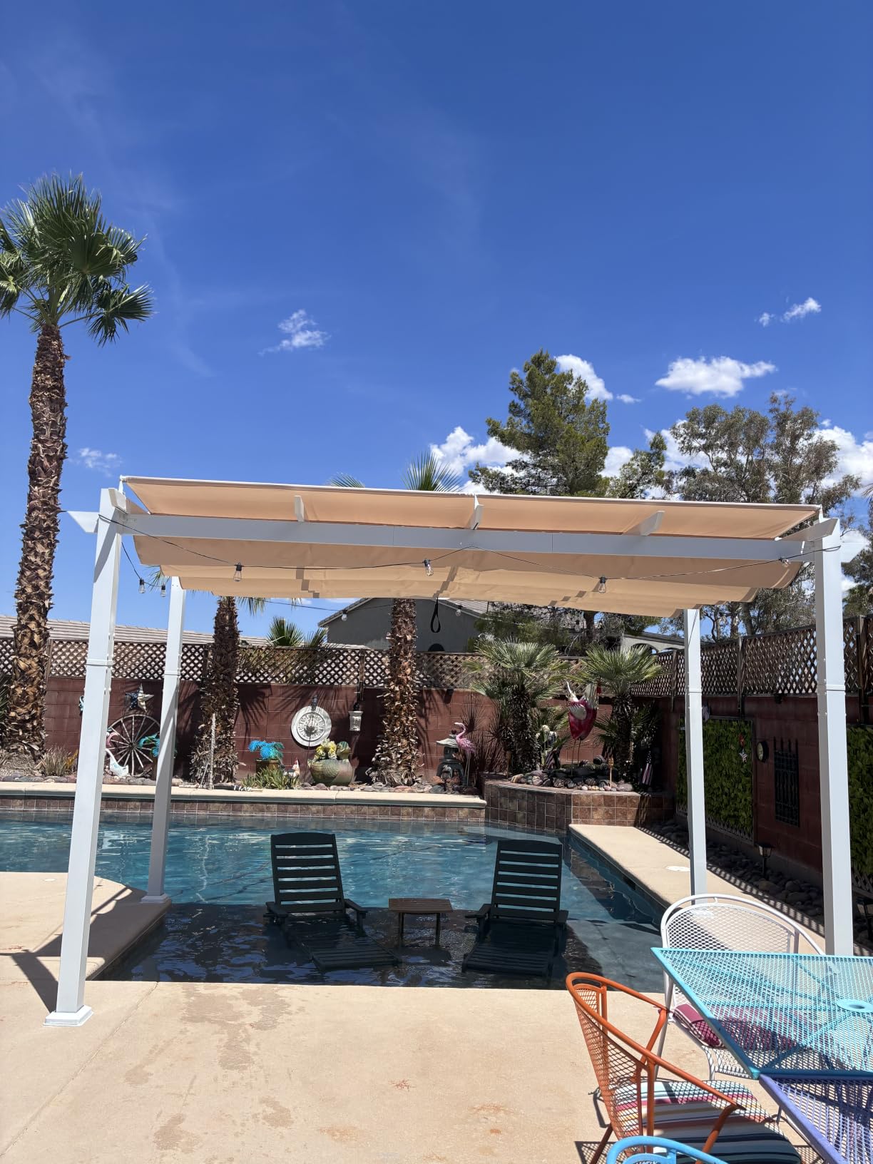PURPLE LEAF Outdoor Pergola 10' x 13' White Pergola, Double Canopy, White customer photo 2