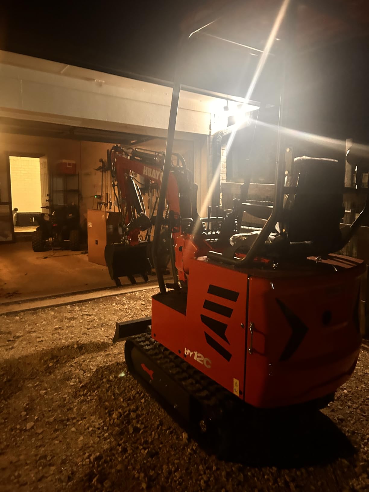 HY12C 1.2T Mini Excavator, Rain Enclosure & 4 Attachments, B&S | Includes clear rain enclosure, 32