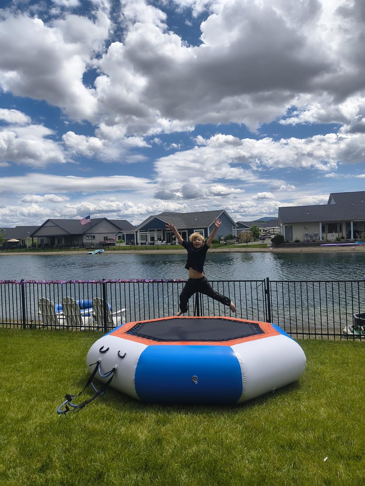 YUMPIE Inflatable Water Trampoline, 15FT Floating Water Bouncer with 3 Platforms, High Elastic Net, Durable PVC, Large Jumping Area with Electric Pump, Recreational Bounce Platform for Kids & Adults customer photo 2