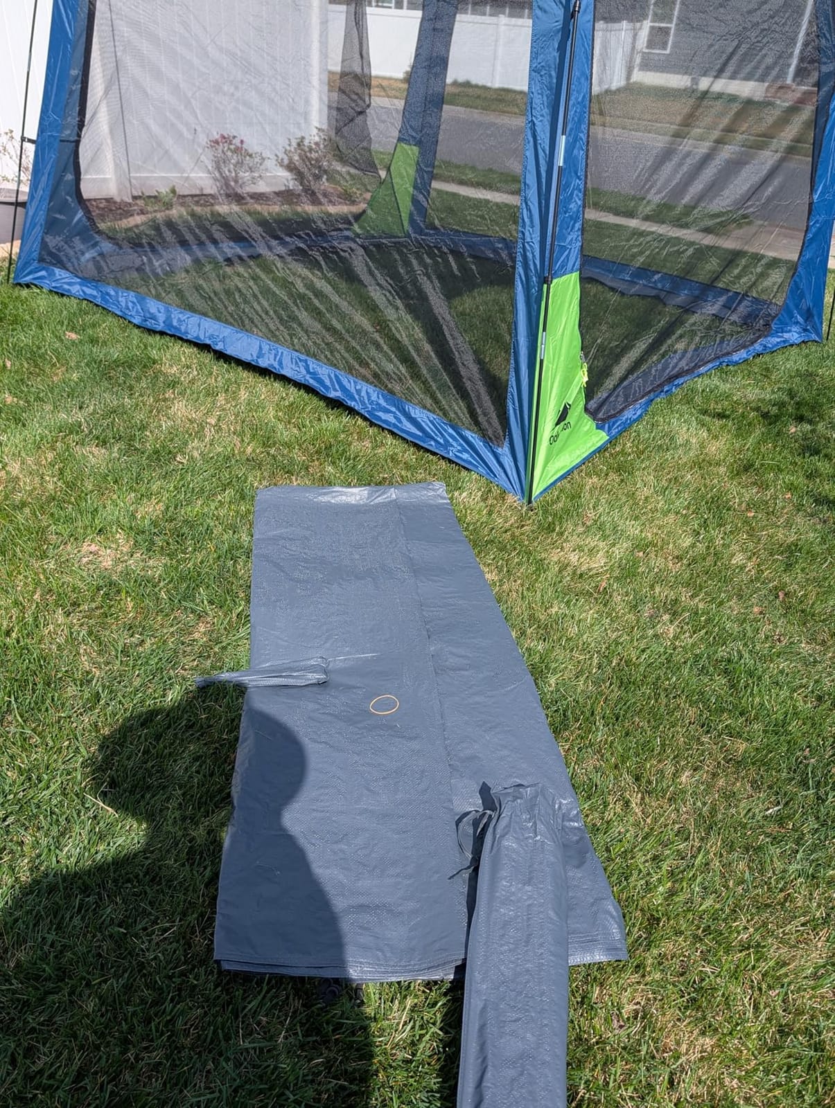 10 X 10ft Screen House Room for Camping, Screened Mesh Net Wall Canopy Tent, UPF 50+ Screen Tent with Floor for Patios Outdoor Camping Activities, Blue & Orange customer photo 2