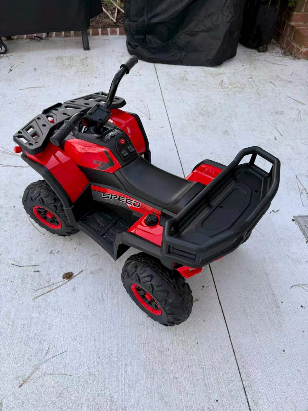 24V 4x4 Ride on Toys Car, BLISSRIDE Kids ATV Quad w/Kneepads, 5Mph Max Speed, Music, LED Lights, Rear Storage Rack, Big Tires, Safe Soft Start&Brake, Electric 4 Wheeler for Kids Boys Girls, D Black customer photo 1