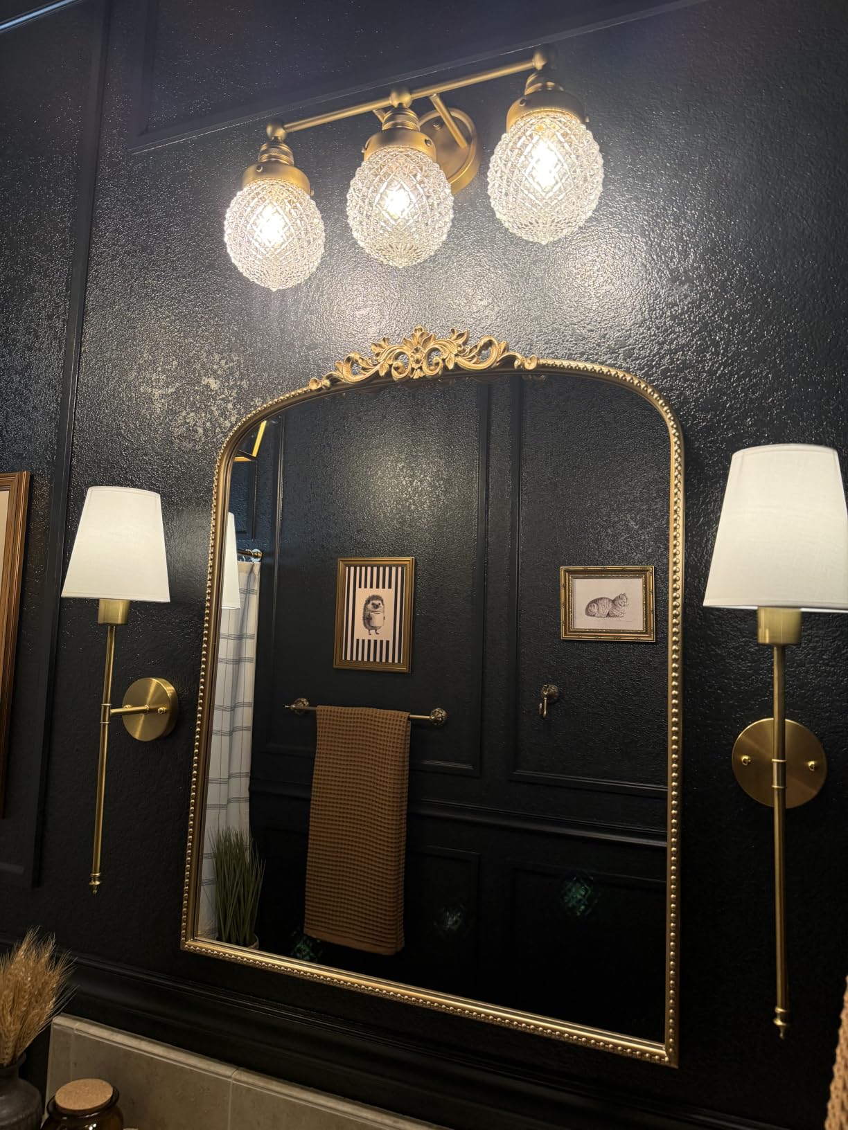 Brightown Battery Operated Wall Sconces Set of Two,Gold Sconces Wall Decor customer photo 2