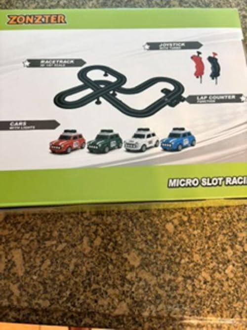 Slot Car Race Track Set 1:87 with 4 High Speed Vintage Rally Cars, Electric Battery Dual Race, 2 Controllers, Lap Counter, Circular Overpass, Loop Crossover, Toys Gifts for Kids Teens Adults All Ages customer photo 1