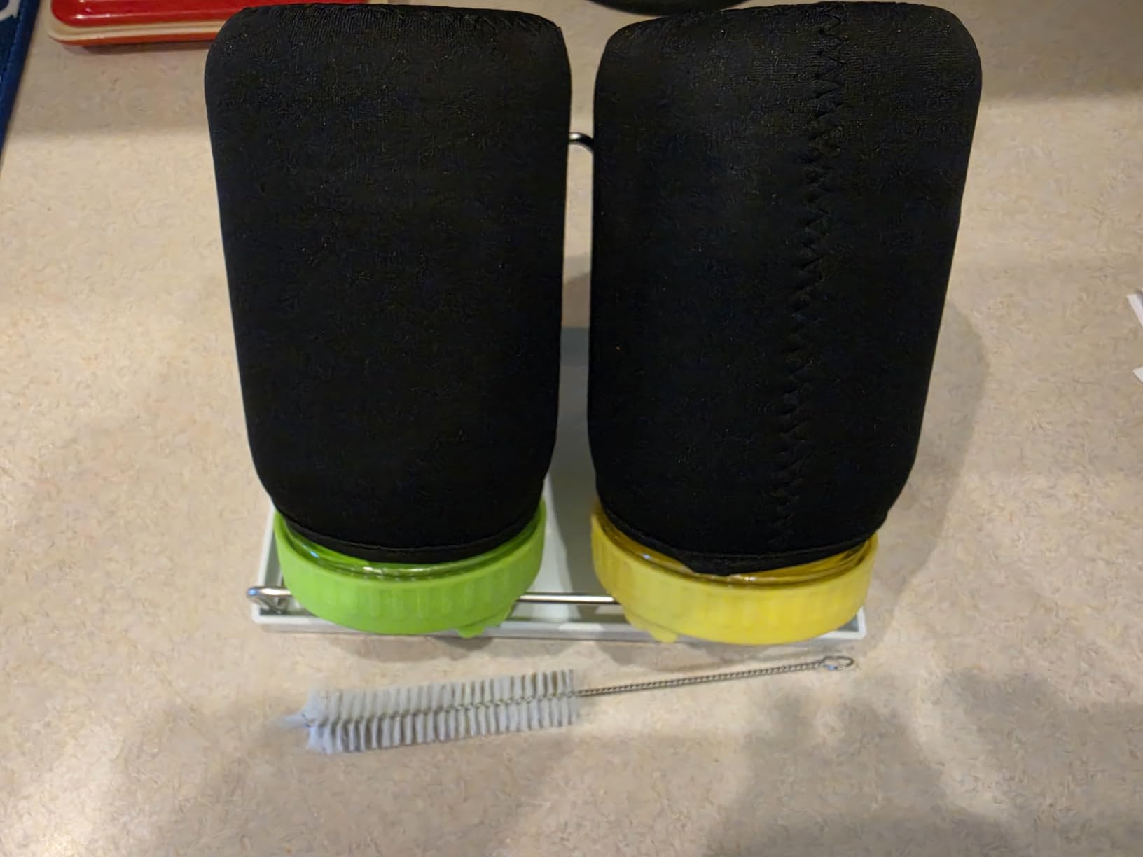 Seed Sprouting Kit - 2x32 Oz Wide-Mouth Mason Jars with Sprouter Lids, Stand, Sprout Tray & Light Shield, for Broccoli, Alfalfa, Mung Beans & Microgreens (Yellow + Green) customer photo 2