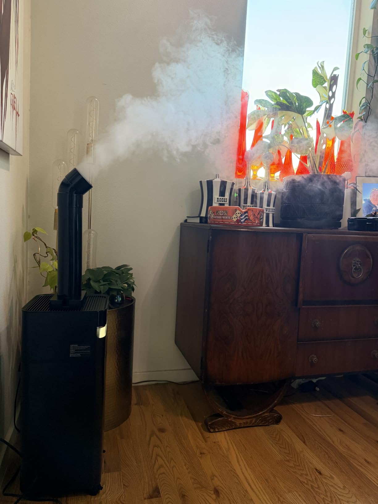 YOKEKON Humidifier Large Room 5.8Gal/22L, Cool Mist Humidifiers for Home | Flame & Night Light, 2500 sq.ft. Whole House Humidifiers for Bedroom Top Fill, Extension Tube, Plants, Kids, Adults, Black customer photo 2