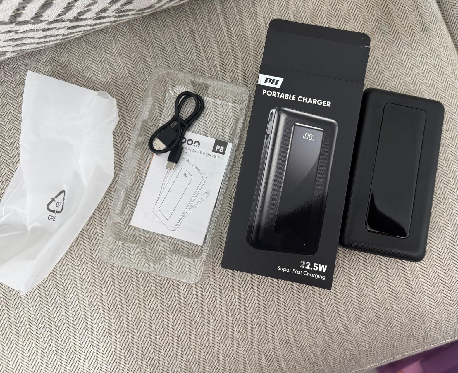 50000mAh Portable Charger Power Bank, Fast Charging with Built in Cables | Ultra-High Capacity, Travel Essential, Charge 4 Devices, Flashlight, for iPhone 17/16/15 Series, Samsung, iPad & Laptops Onyx customer photo 2