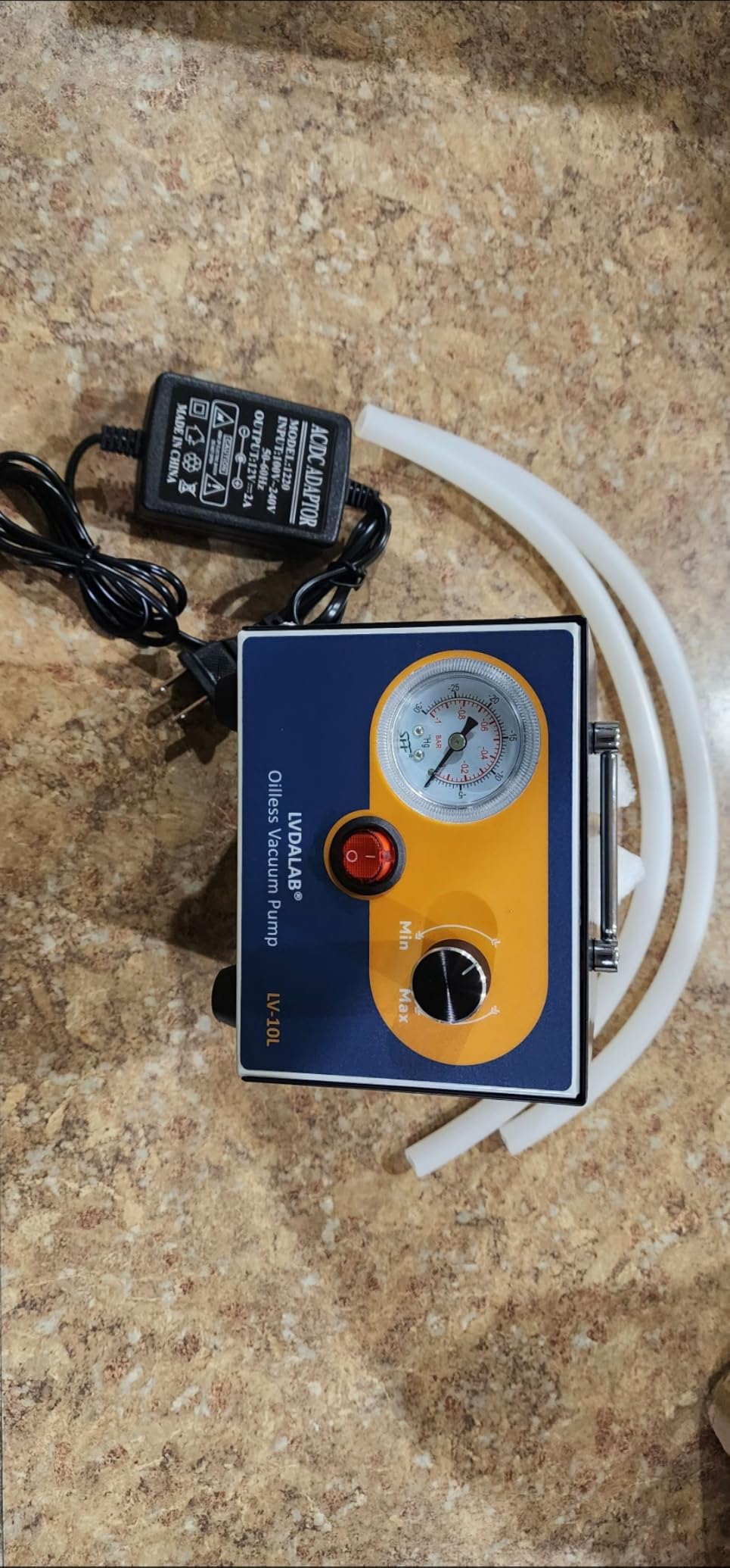 Mini Adjustable 10L/Min Desktop Oil-Free Diaphragm Lab Pump for Filtration | 110V-220V, 0.08MPa, Low Noise, Desktop & Portable, w/2 Silicone Hoses for Filtration Resin Degassing and Solvent Recovery customer photo 1