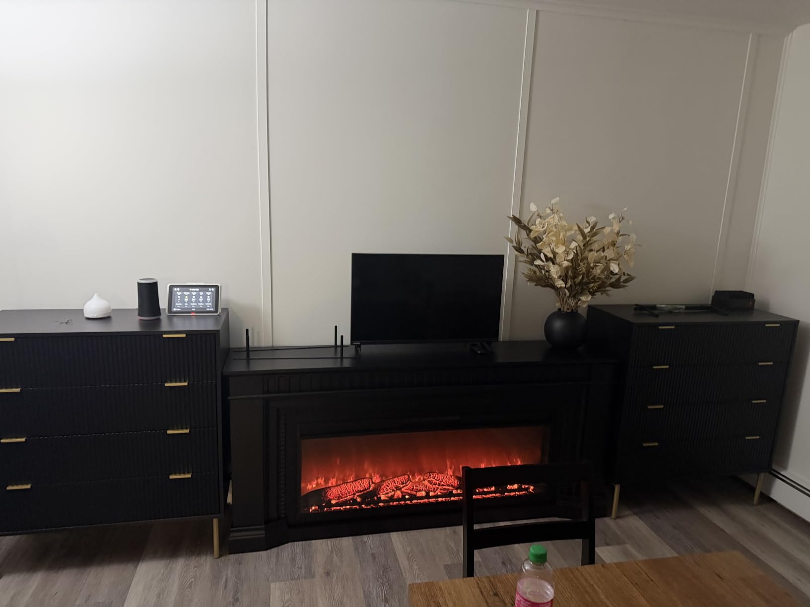 PRAISUN 70'' Fireplace TV Stand with 48'' Electric Fireplace, French Country Style, Distressed White, Entertainment Center for 65, 75 inch TV customer photo 2