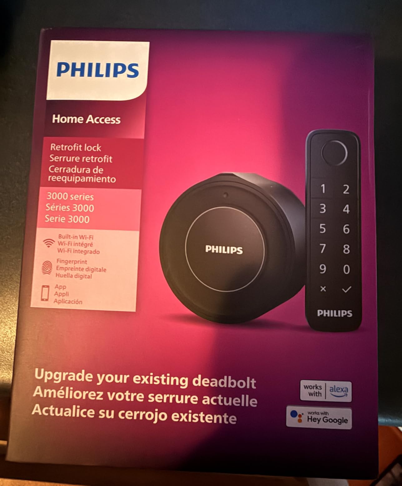 Philips WiFi Smart Retrofit Lock + Wireless Fingerprint Keypad, Update Your Existing Deadbolt, Built-in WiFi, Remote Control, Deadbolt Lock with Voice Control, Auto Lock, Interior Knob, Polish Black customer photo 2