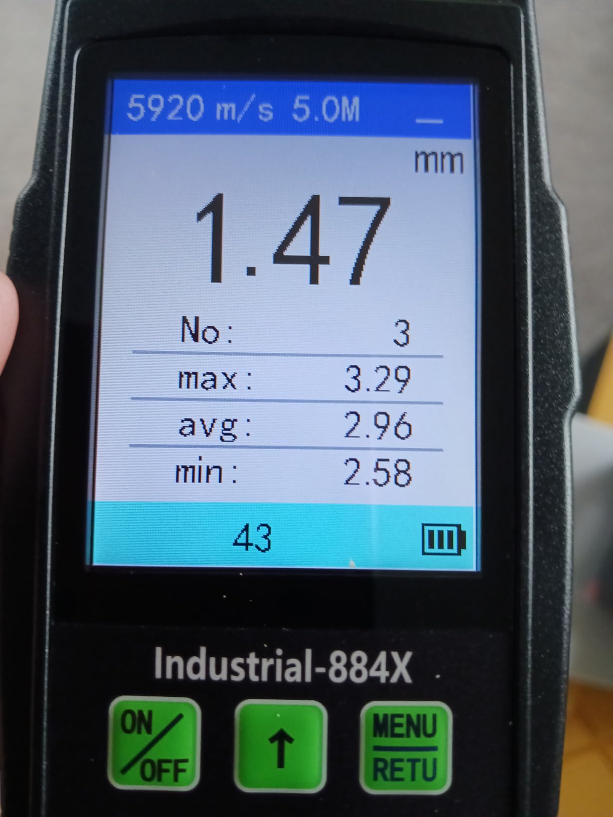 Professional Ultrasonic Thickness Gauge Industrial-884X, 0.033-15.75