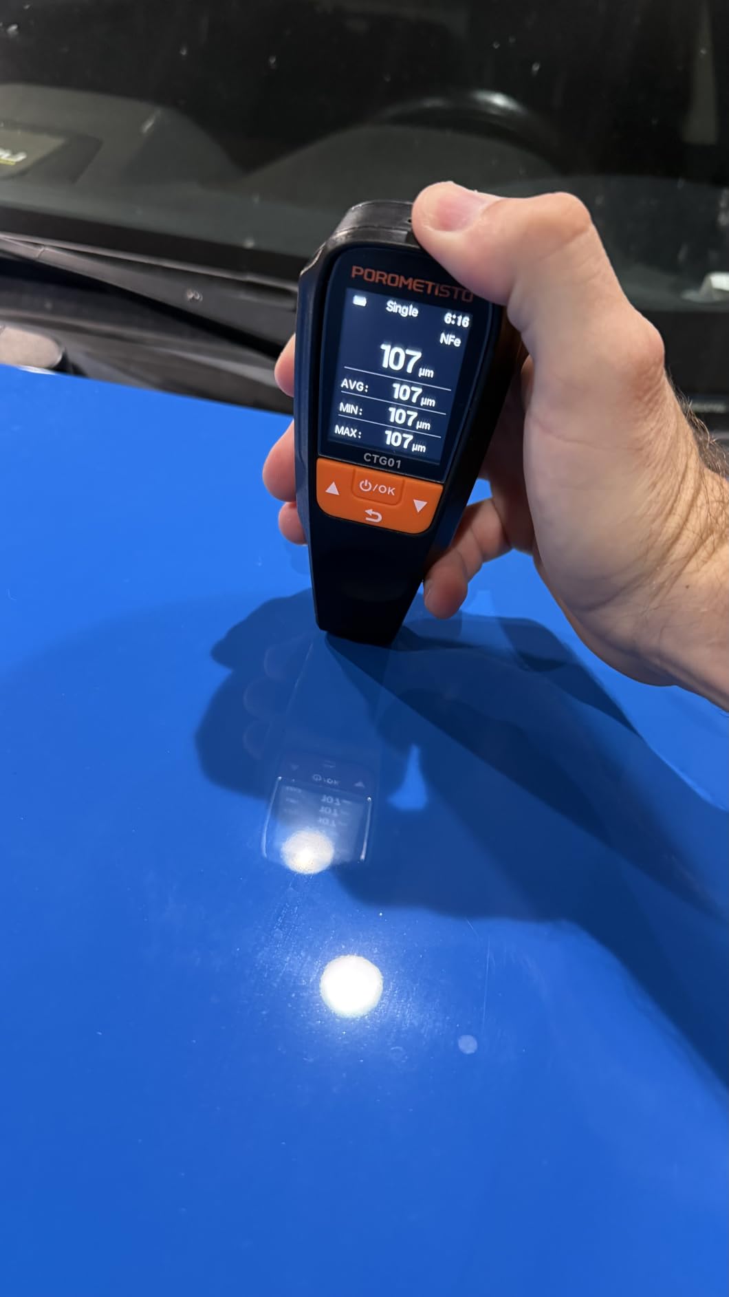 Paint Thickness Gauge for Cars POROMETISTO, 0-2000μm Coating Thickness Meter | 2 Modes for Measure and Calibration, Data Export Storage, 0.1μm Res Paint Depth Gauge, 2