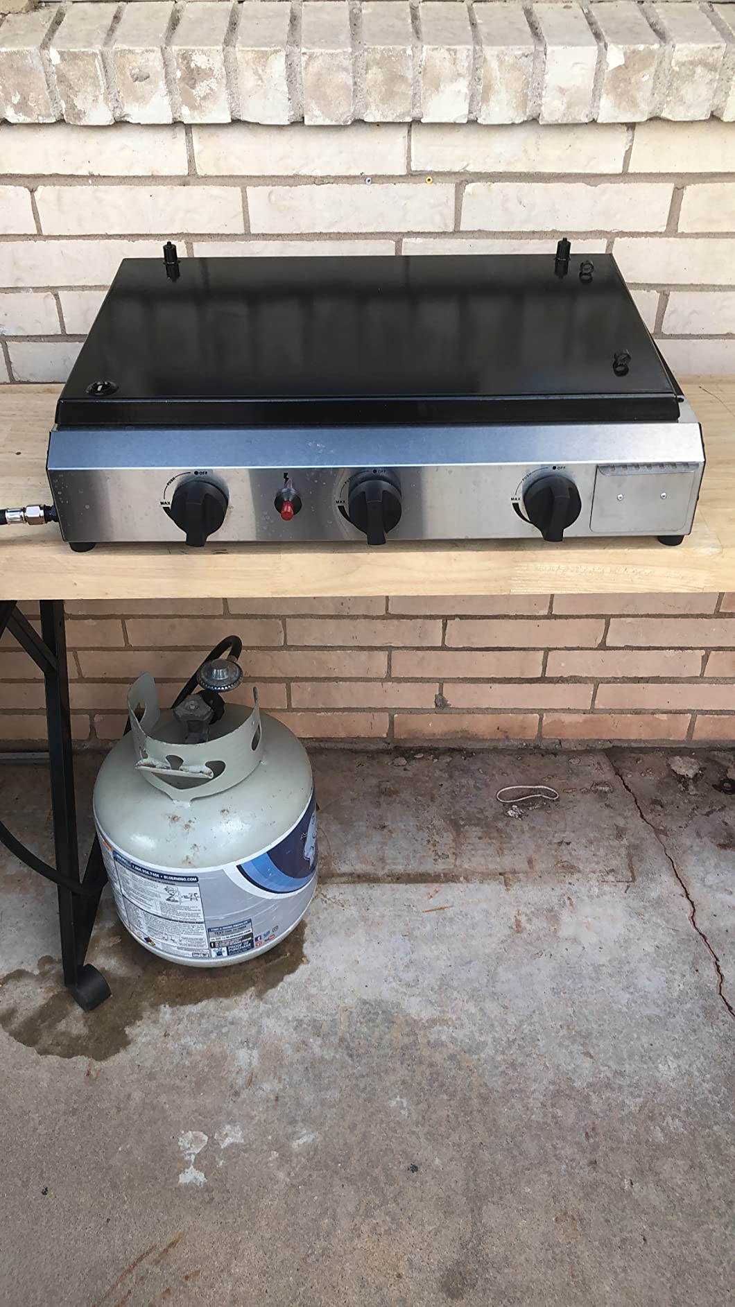 SKOK Tabletop 3-Burner Propane Gas Grill Griddle Combo with View Window customer photo 1