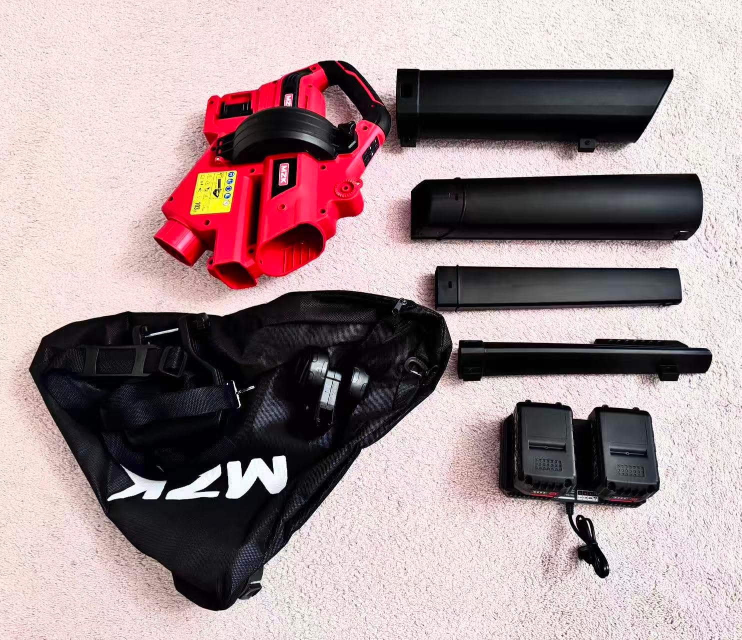 MZK 40V Leaf Vacuum Mulcher, 600 CFM Cordless Blower, Red customer photo 2