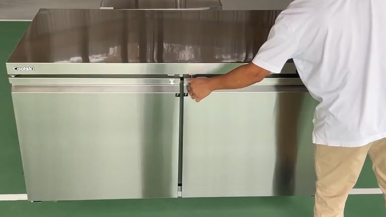 Coolski 48”W Commercial Freezer Undercounter Worktop, 13.4 Cu.ft. Stainless Steel Worktop Food Prep Freezer, -13℉to -5℉, Double Door 2 Shelves Fridge for Restaurant/Bar/Diner/Kitchen Use customer photo 2