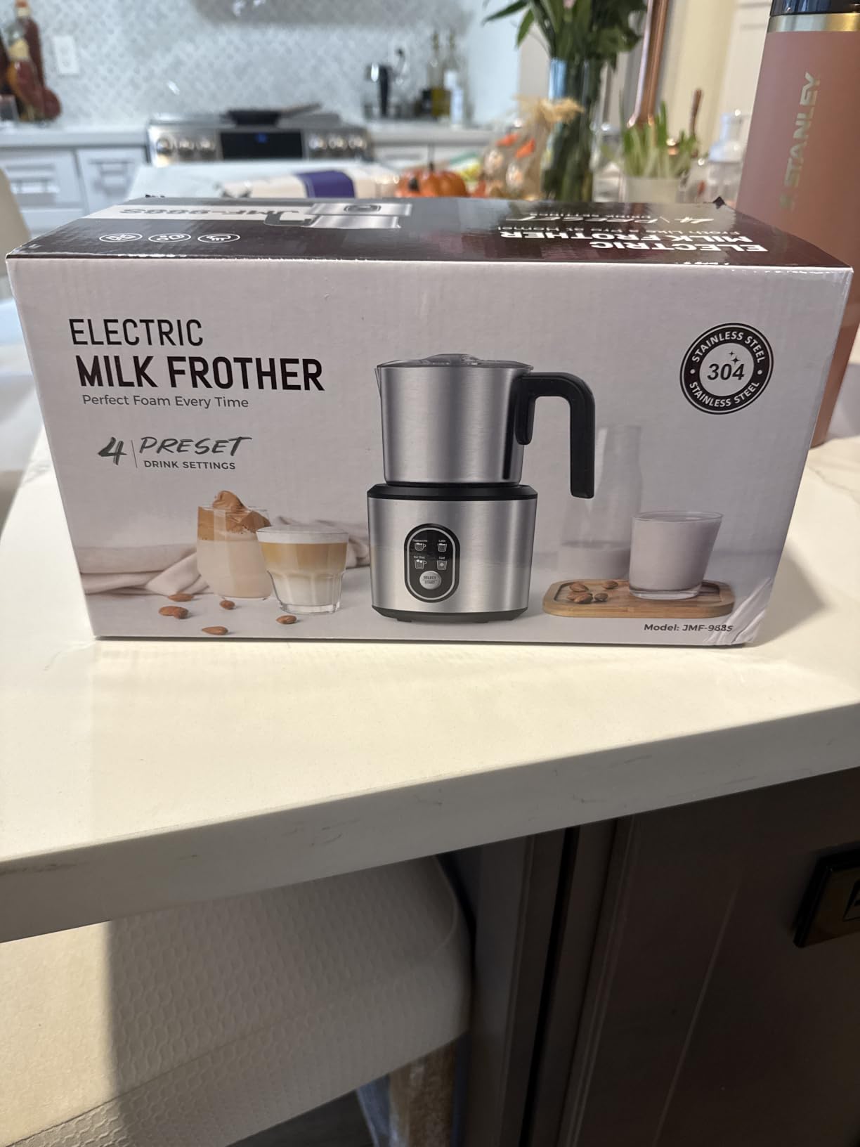 Milk Frother and Steamer, 4-in-1 Electric Foam Maker with Detachable Stainless Steel Jug, 17.6oz/500ml Fast Milk Warmer & 10.6oz Frother Machine for Latte, Cappuccino, Hot Chocolate customer photo 1