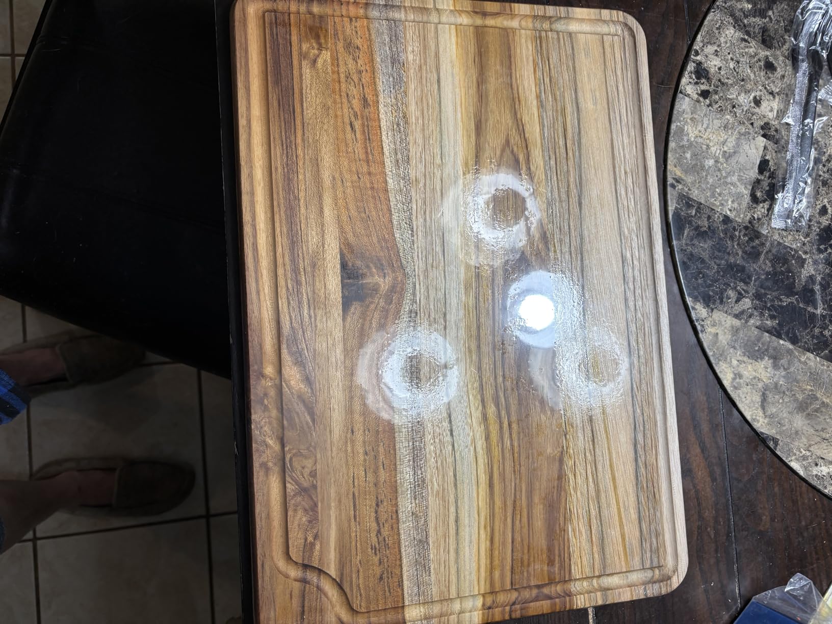 Teak Wood End Grain Cutting Board for Kitchen with Non-slip Feet, Heavy Duty Checkered Cutting Board Upgraded Chopping Board with Juice Groove & Handle Large Wooden Butcher Block with Gift Box customer photo 1