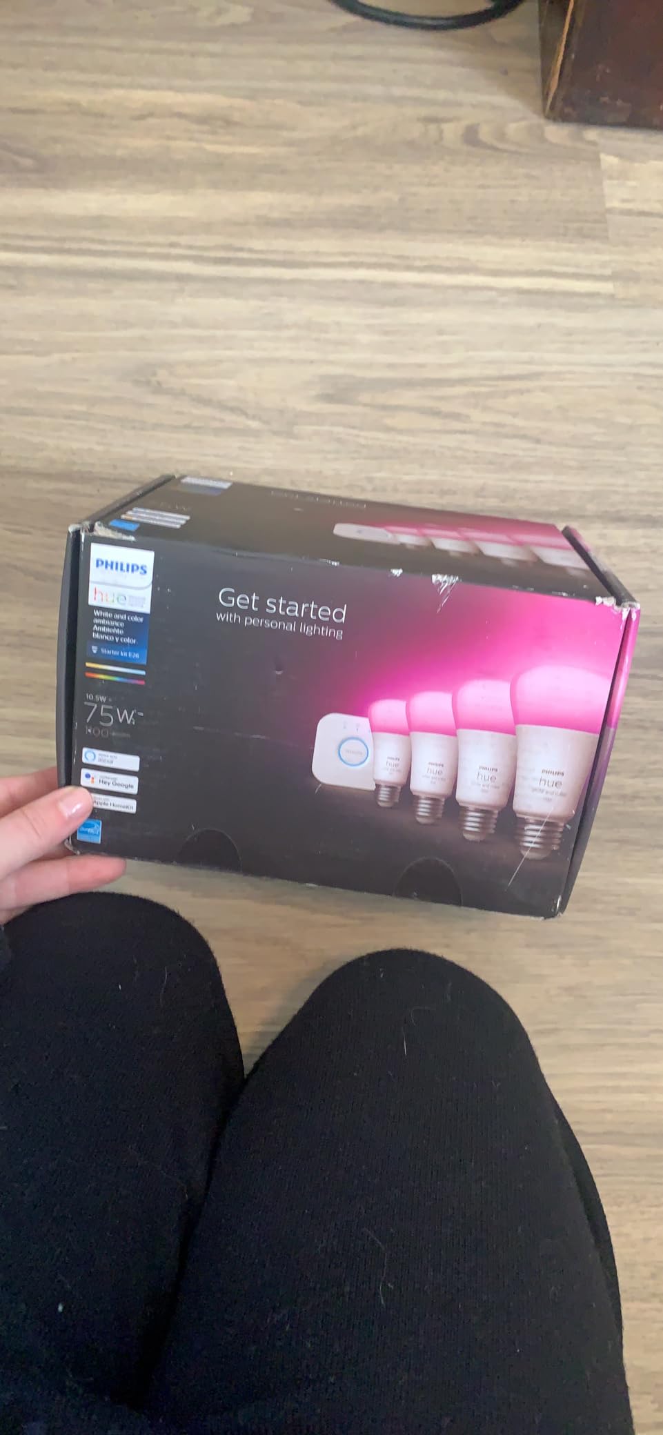 Philips Hue Smart Light Starter Kit - Includes (1) Bridge and (4) 75W A19 E26 LED Smart White and Color Ambiance Bulbs - Control with App - Compatible with Alexa, Google Assistant, and Apple HomeKit customer photo 2
