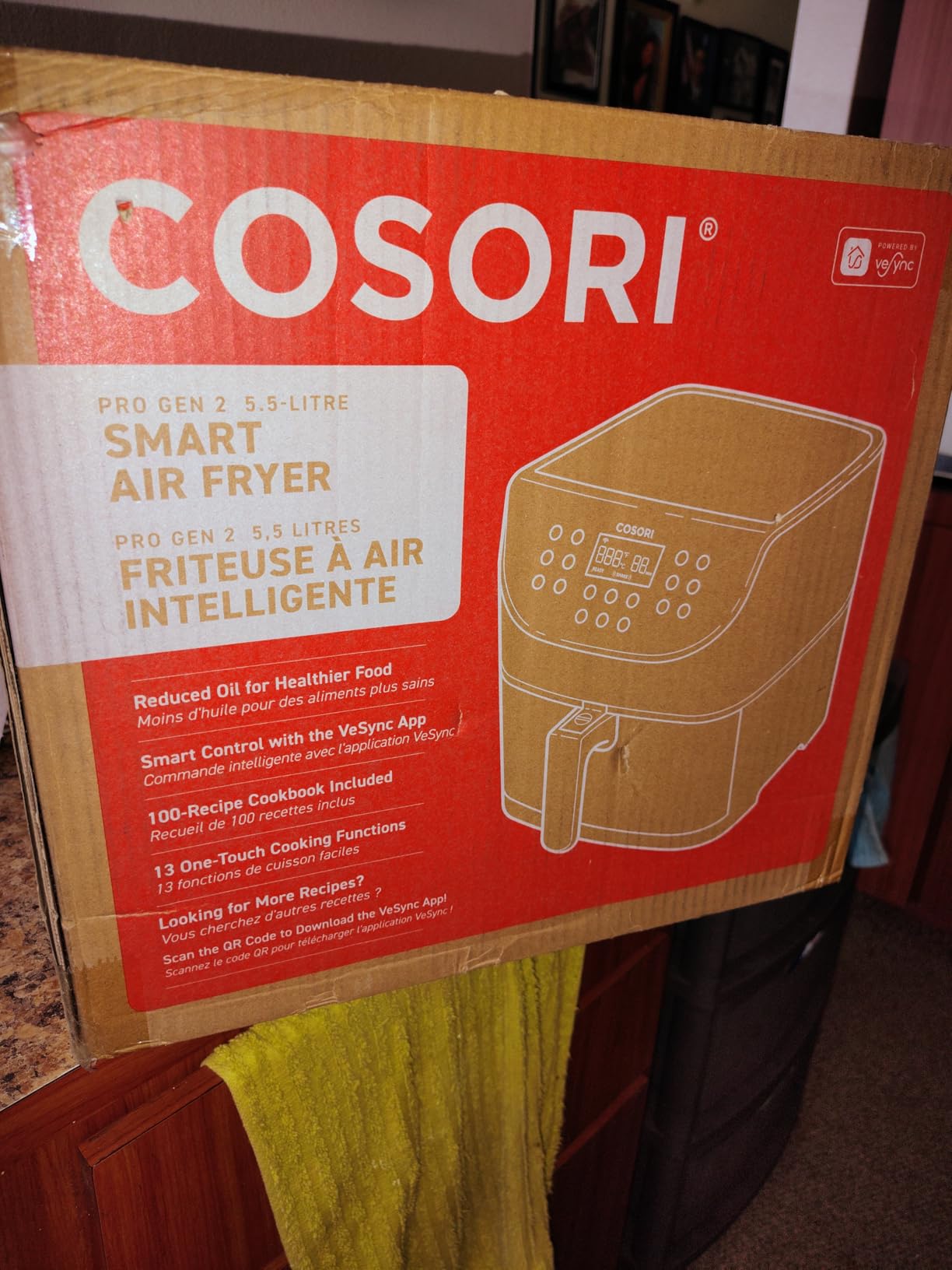 COSORI Pro Gen 2 Air Fryer 5.8QT, Upgraded Version with Stable Performance & Sleek New Look, 13 One Touch Functions, 100 Paper & 1100 Online Recipes, Dishwasher-Safe Detachable Square Basket, Black customer photo 1