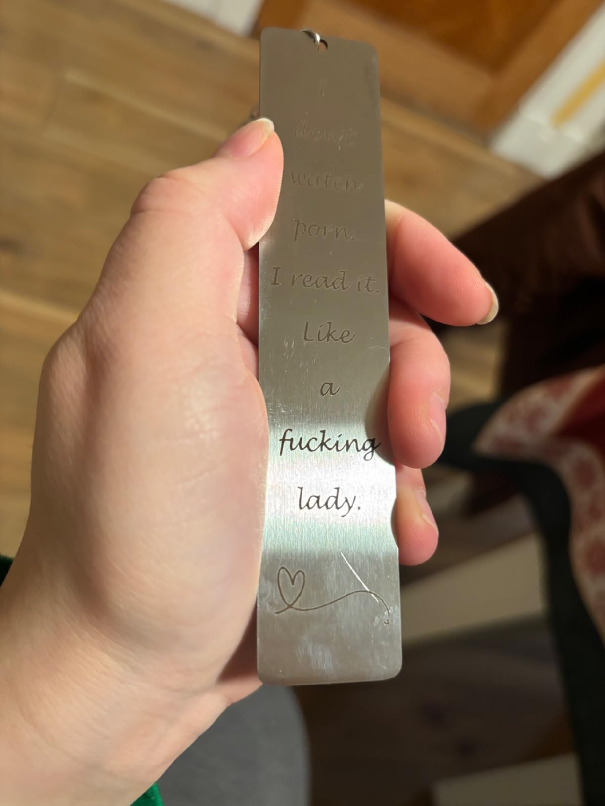 Metal Bookmark Gift, Engraved Stainless Steel Leaf Pendant Book Mark customer photo 2