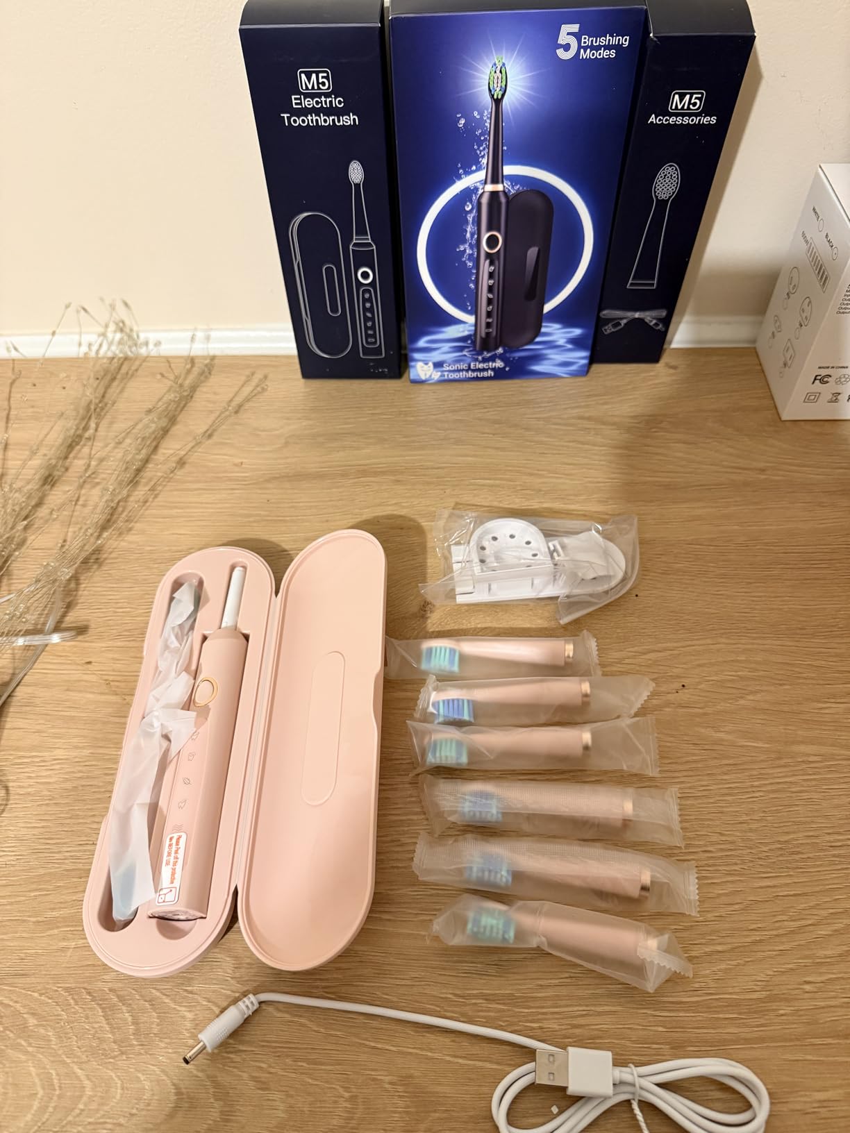 Rtauys M5 Sonic Electric Toothbrush for Adults and Kids - Rechargeable Electric Toothbrush Kids Ages 12+ and Adults with 8 Brush Heads & Travel Case, 120 Days Battery Life - Pink customer photo 1