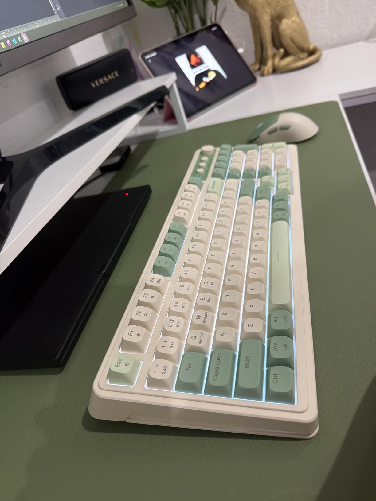 AULA S99 Gaming Keyboard, Wireless Green Creamy Computer Keyboards customer photo 1